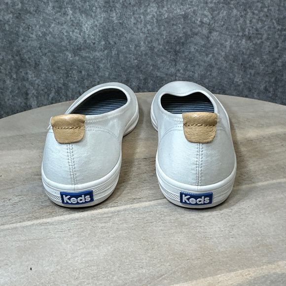 Keds Womens White Canvas Ballet Flats Dream Foam Slip On Shoes Round Toe - Picture 8 of 11